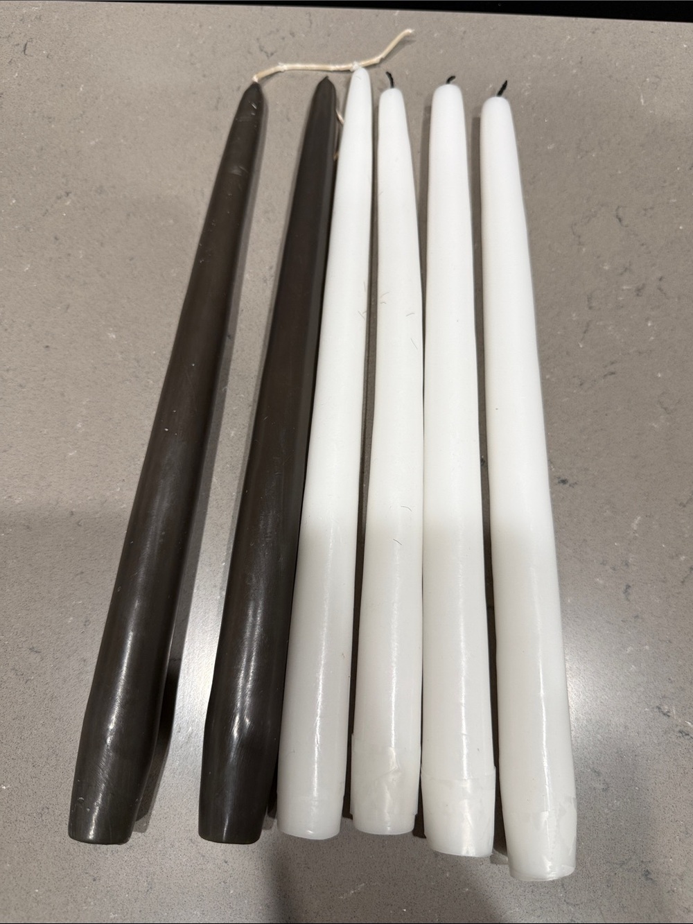 Four White and  Two Dark Gray Candlesticks- Set of 6 Total